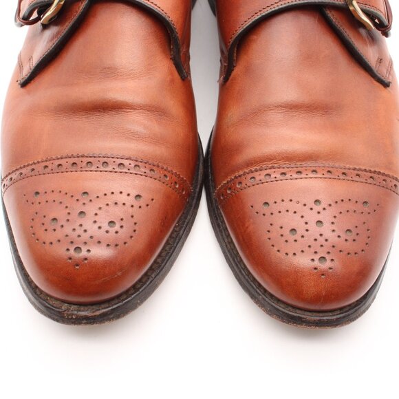 Allen Edmonds Hillsboro Men's 10.5 C Brown Leather Monk Strap Cap Toe Loafers - Picture 12 of 13